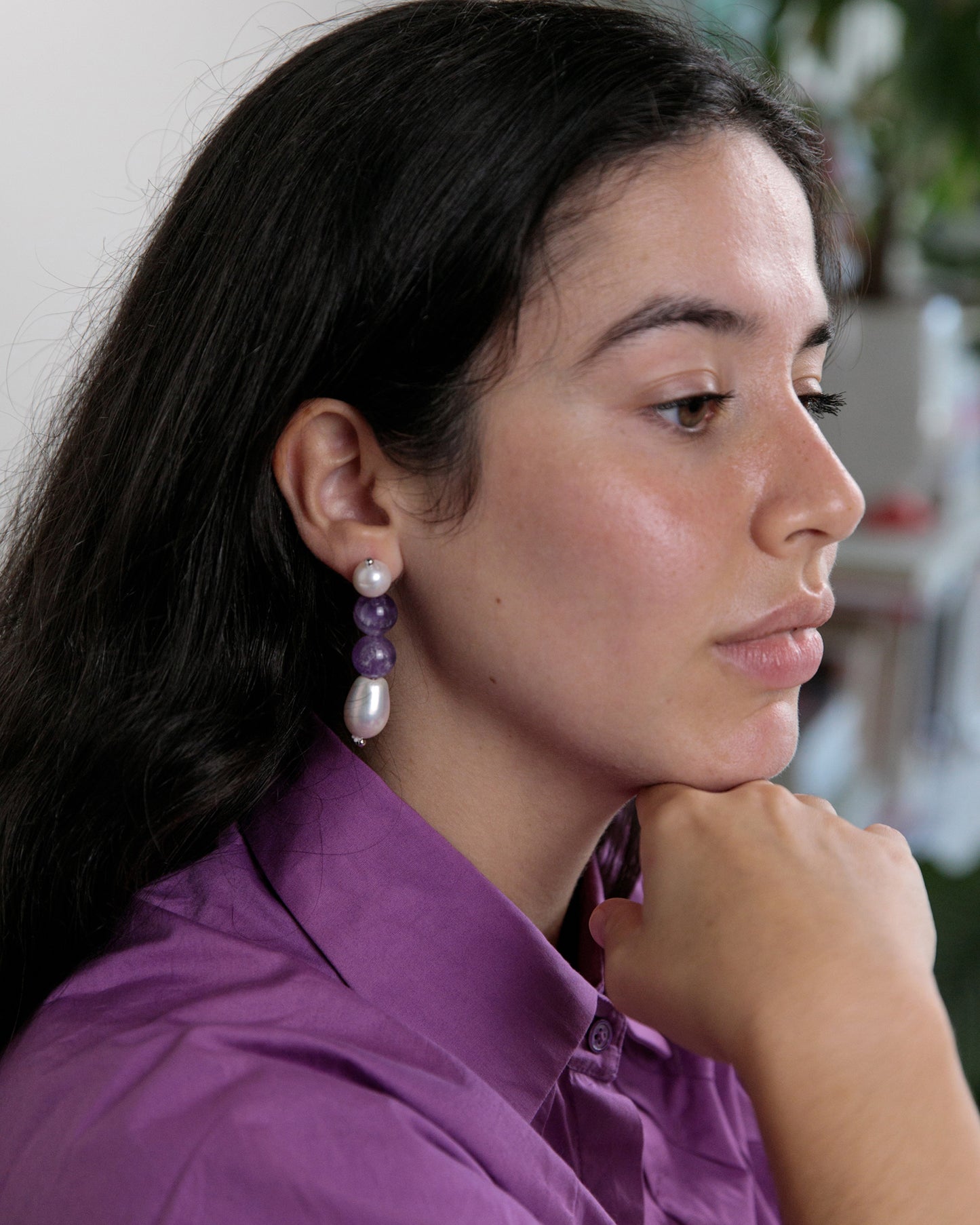 Emy Natural Pearl Gemstone Earring