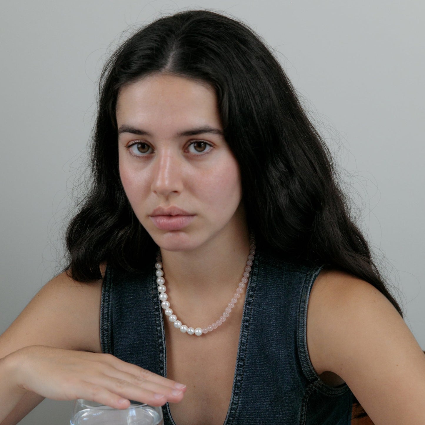 FreshwaterPearlRoseQuartzNeckalceModel