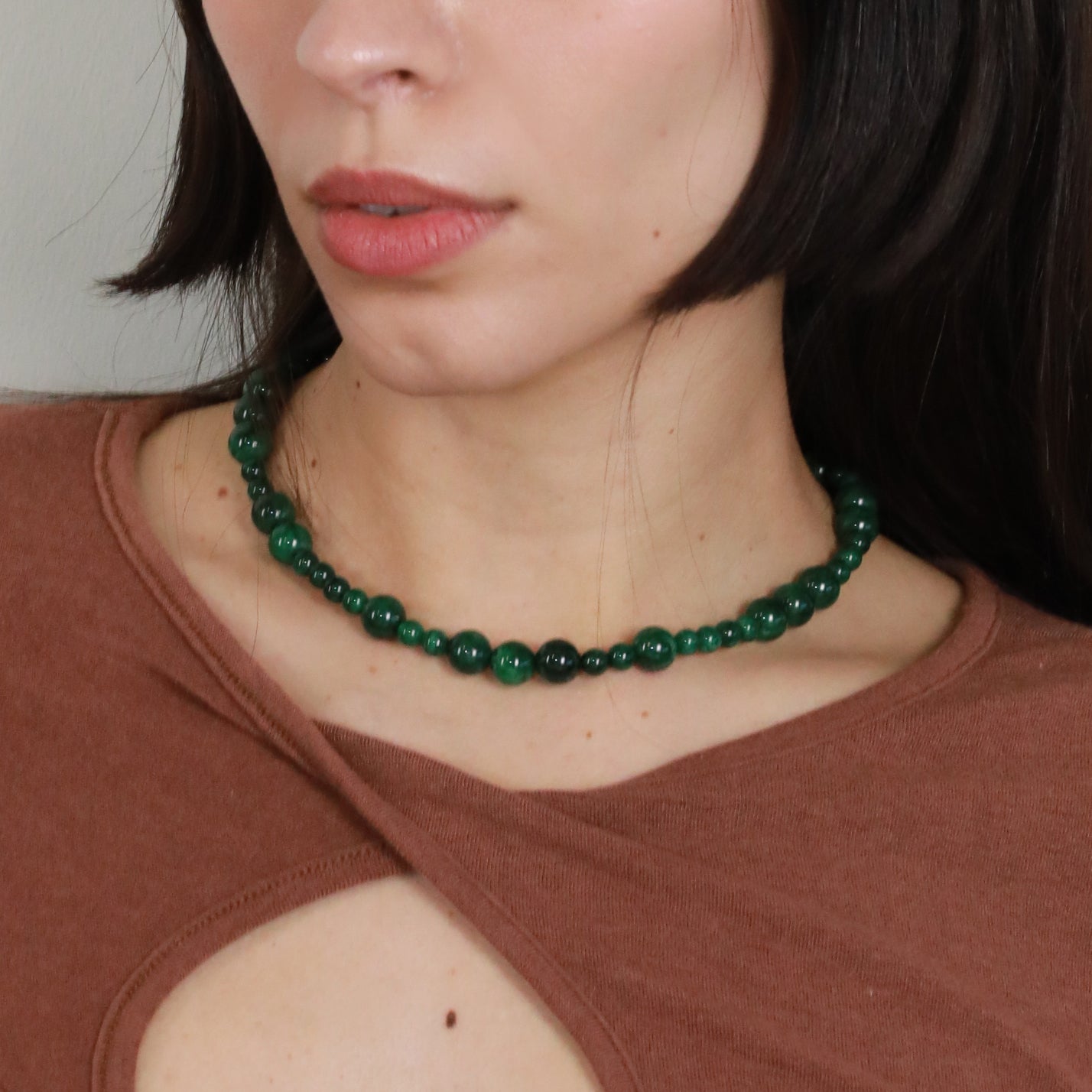 Chalcedony Necklace Green Necklace Designer Piece Handcrafted beaded Choker