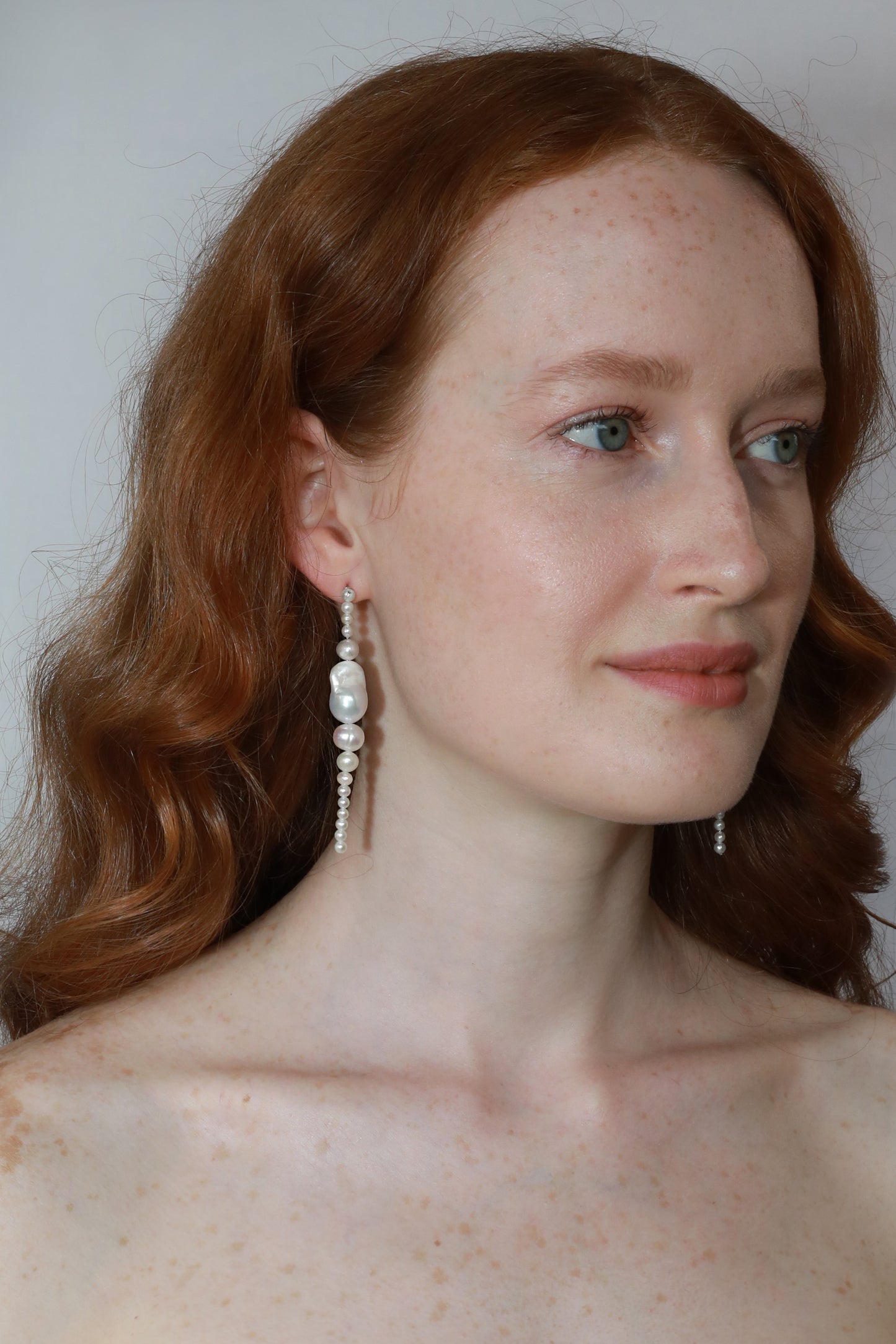 Freshwater Baroque Pearl Long Dangle Earring for wedding bridal earring
