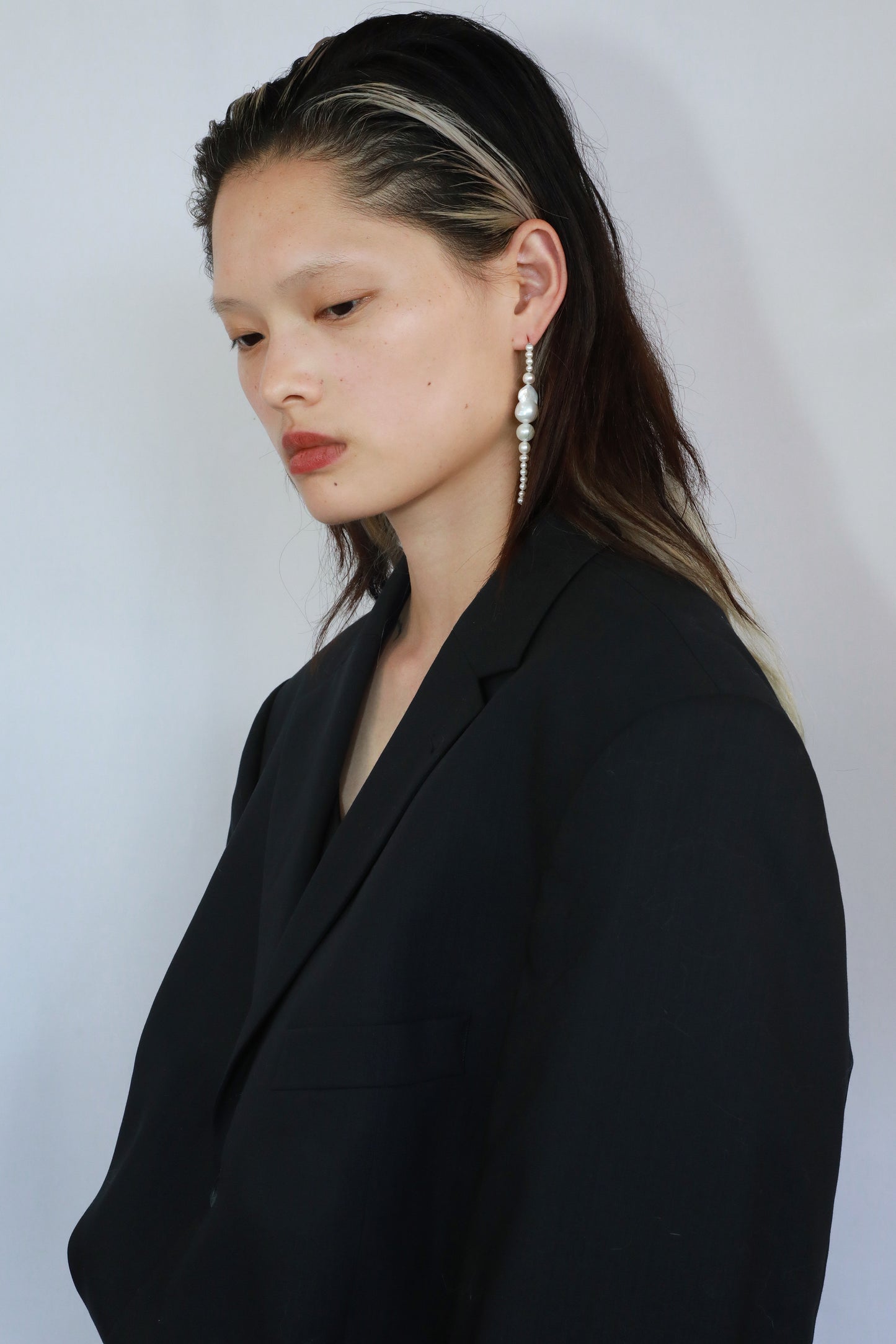Freshwater Baroque Pearl Long Dangle Earring model
