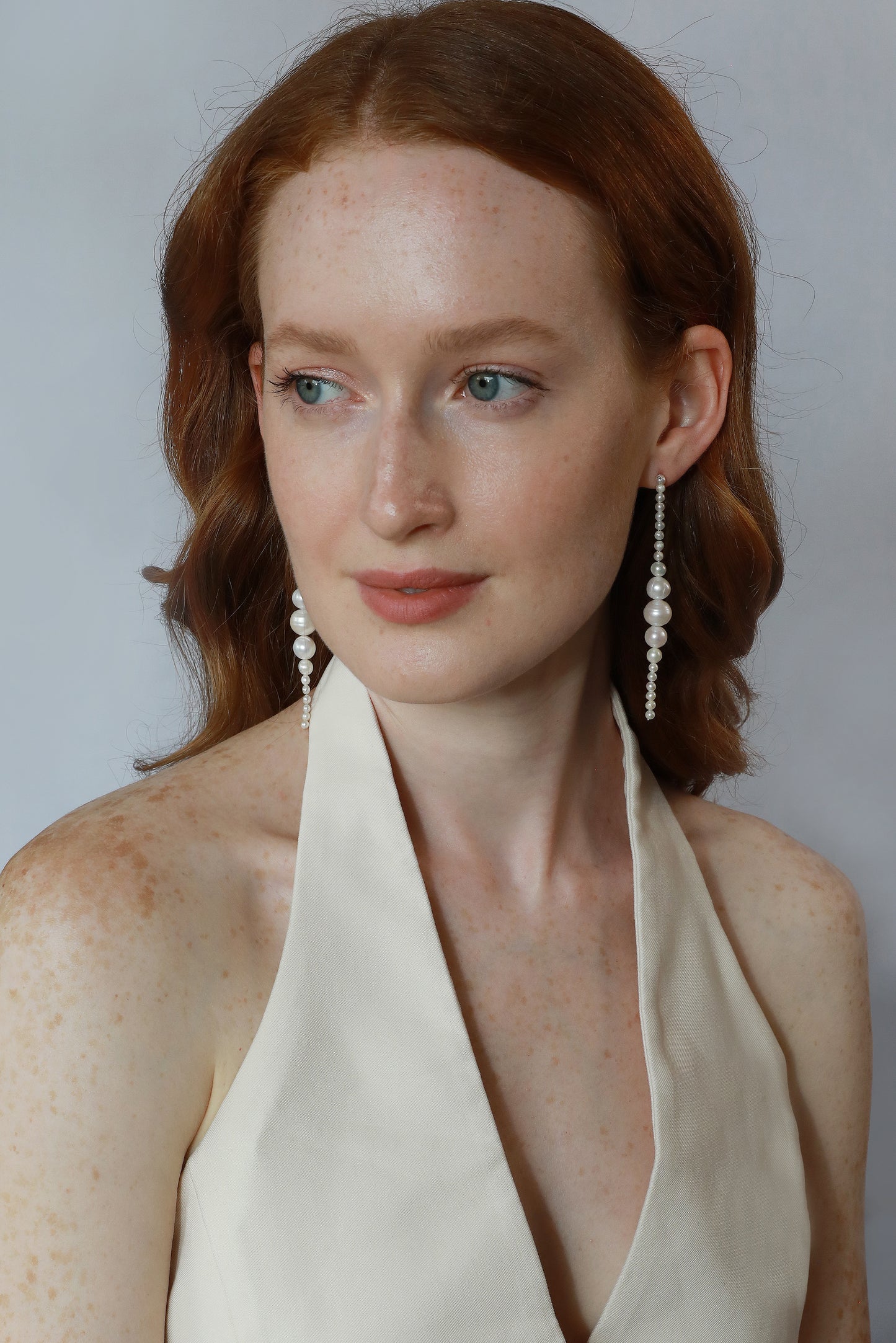 Freshwater Pearl Long Dangle Earring for wedding bridal earring model