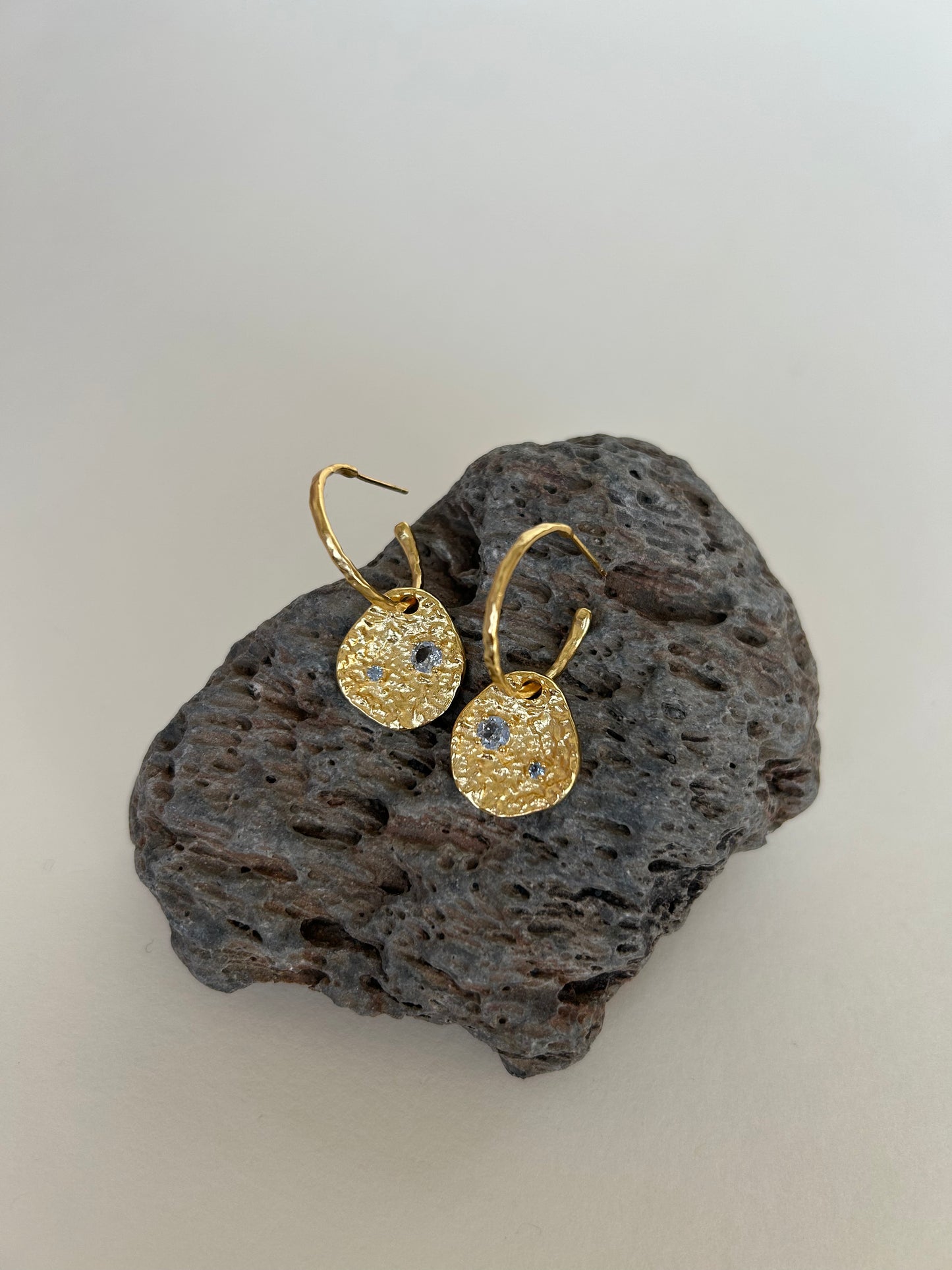Lyra Silver Coin Hoop Drop Earring
