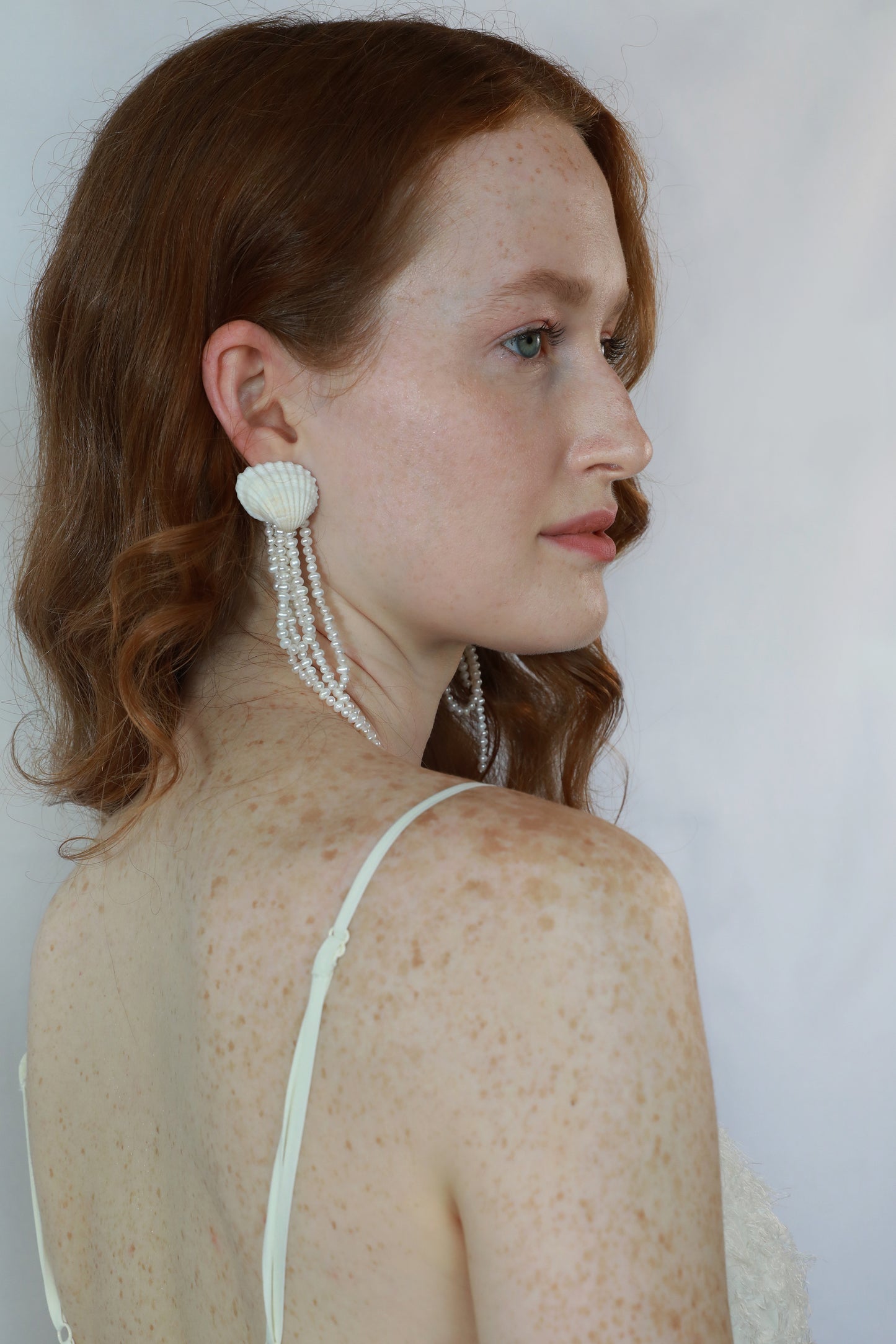Amalia Natural Freshwater Pearl Earring with Real Shell