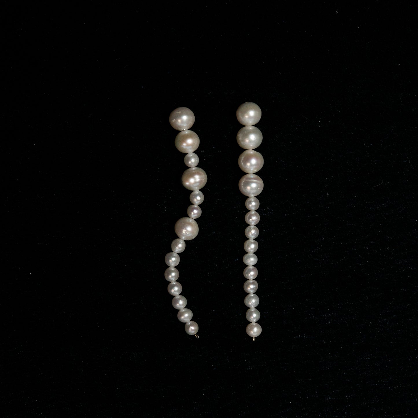 white real natural freshwater pearl long dangle shoulder duster earrings sterling silver silver pushback closure contempary art deco bride wedding product photo