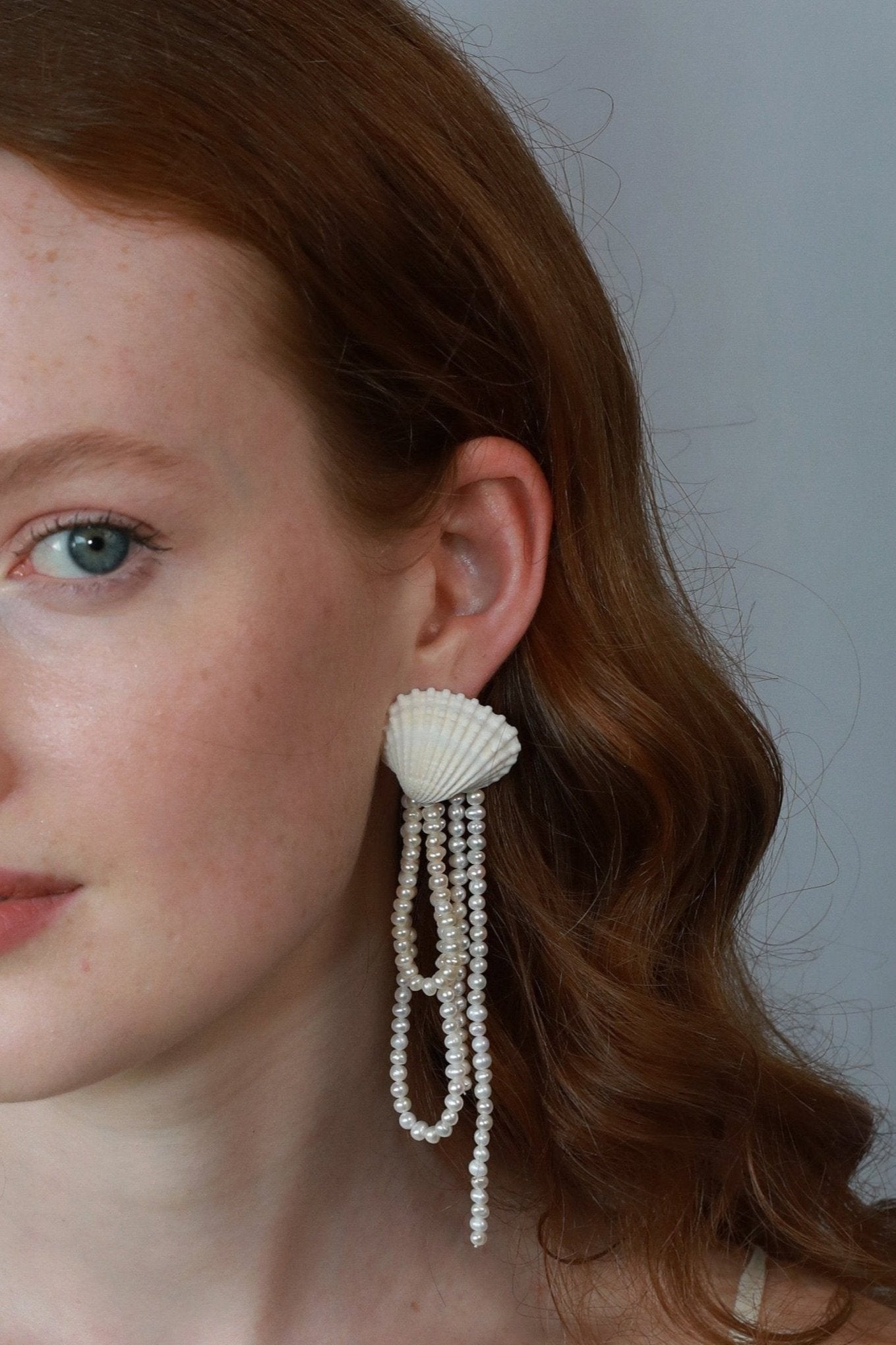Amalia Natural Freshwater Pearl Earring with Real Shell