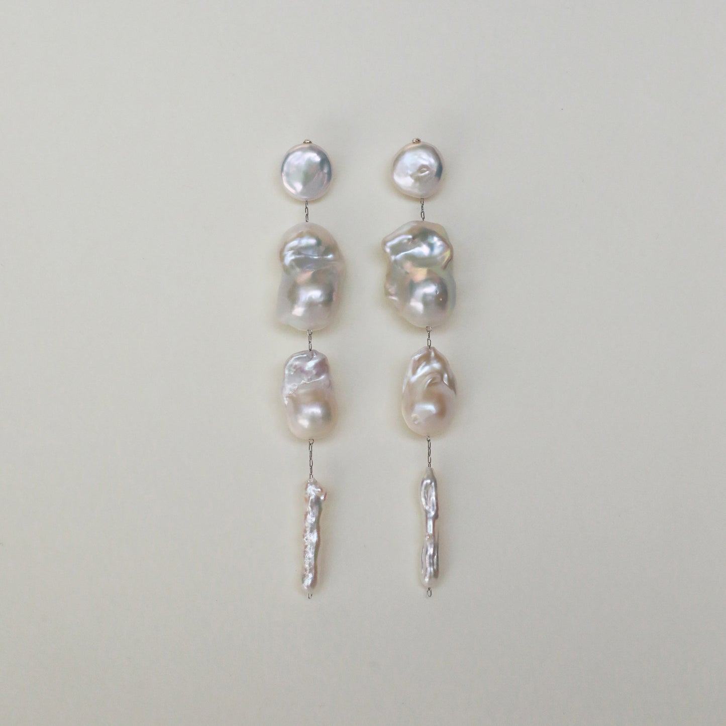 Natural Baroque Pearl Shoulder Duster Long Earrings for wedding bridal