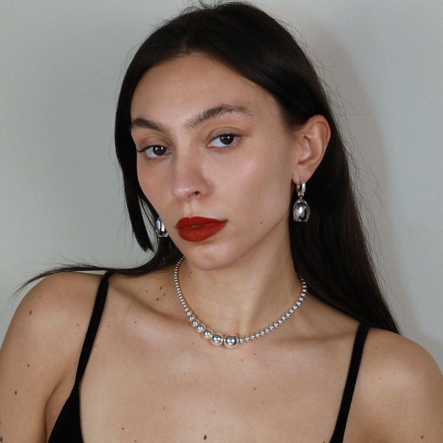 Silver beads necklace premium silver various beads size model