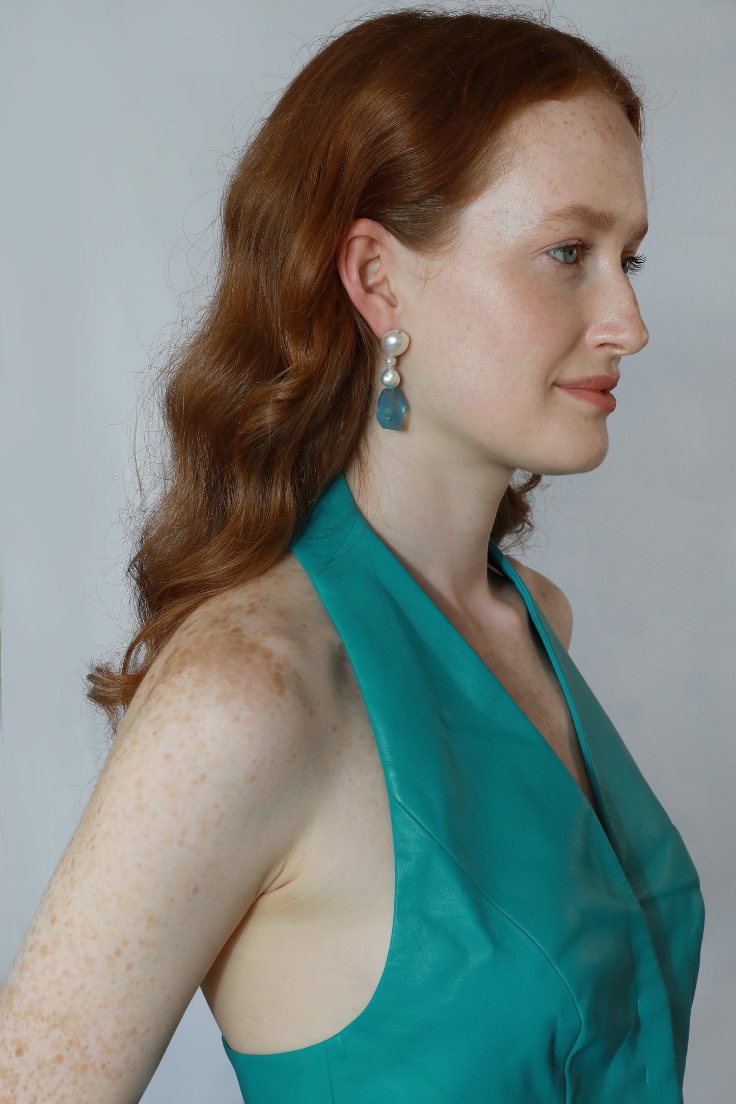 aquamarine natural pearl earrings designer earring wedding earring model