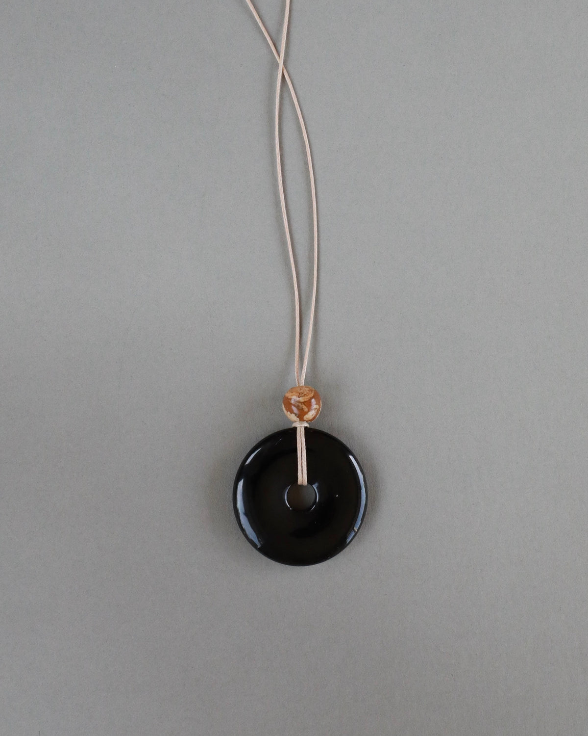 Zoya Super Long Black Onyx Pendant Necklace with Picture Jasper Bead