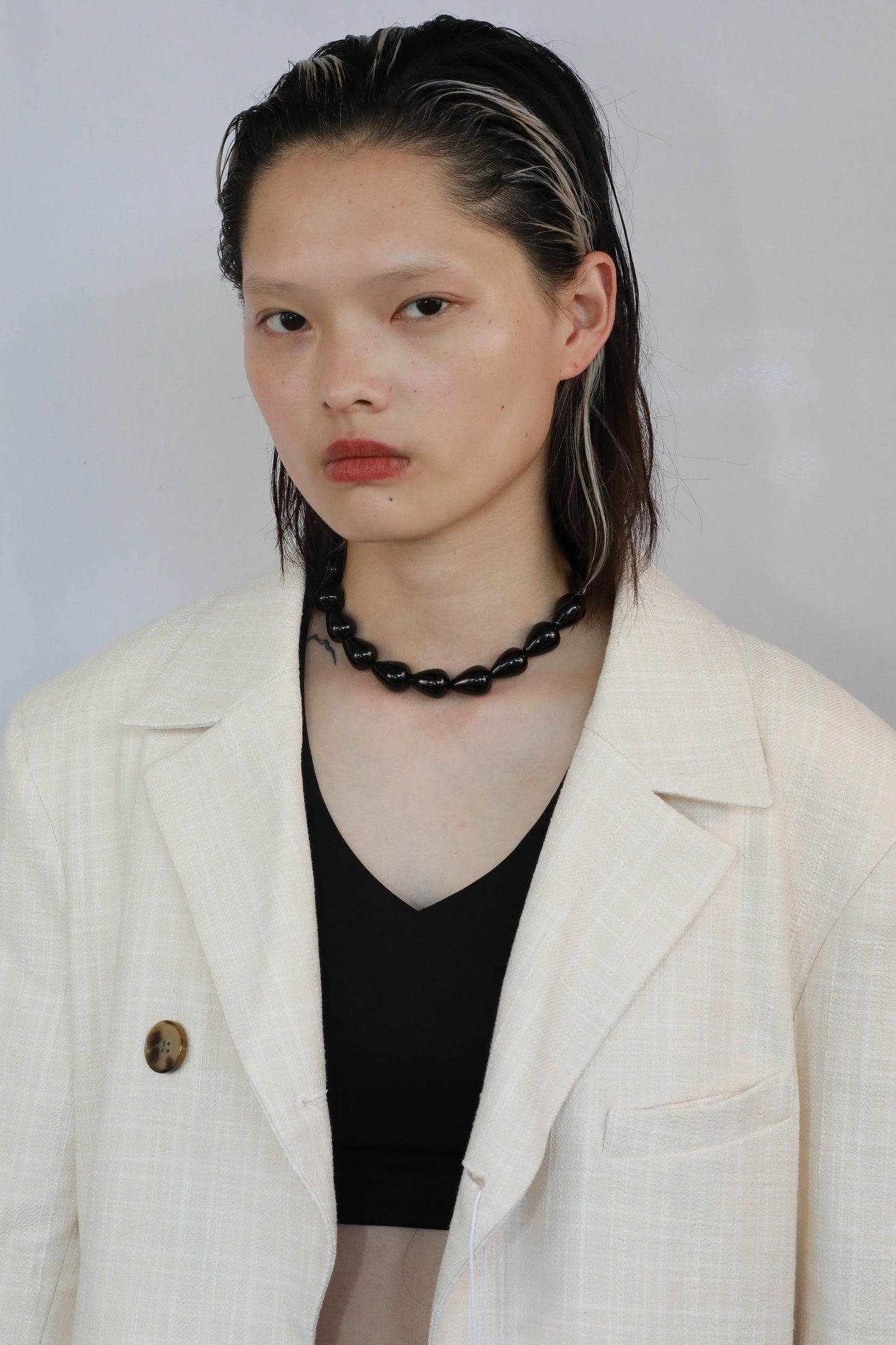 black onyx teardrop beads necklaces sterling silver minimalist classic necklace model