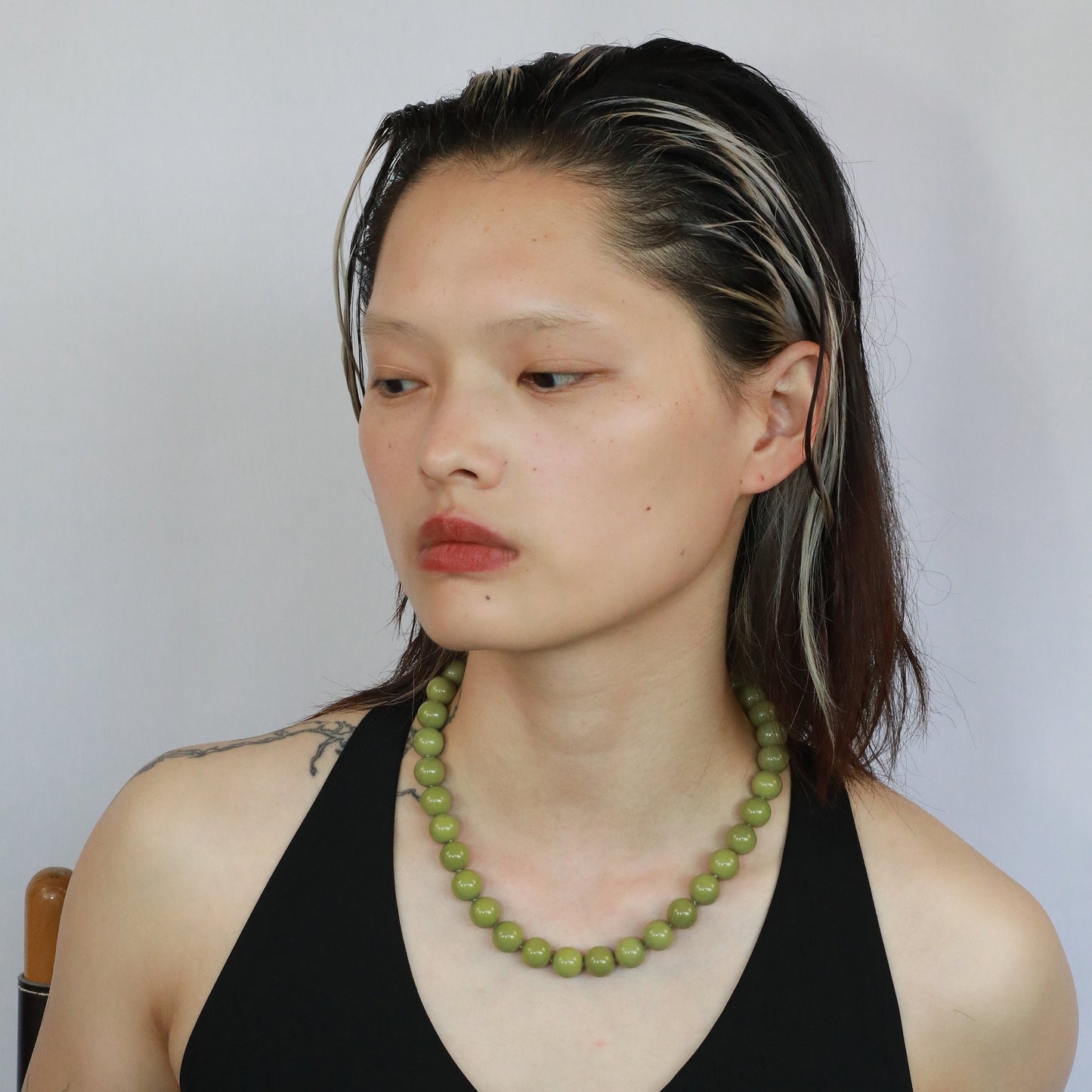 green agate big beads 12mm necklace summer necklace green real gemstone beads model