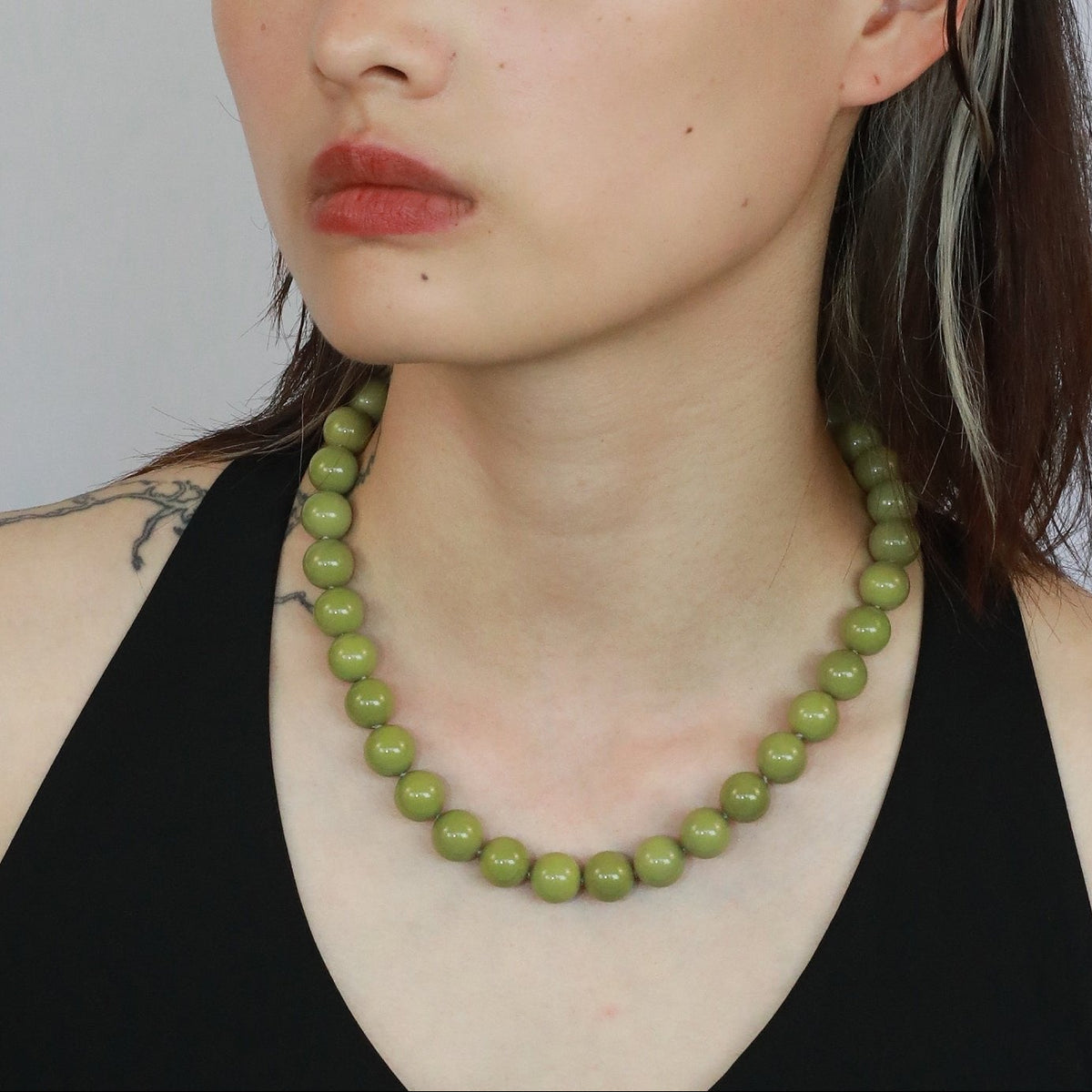 green agate big beads 12mm necklace summer necklace green real gemstone beads model