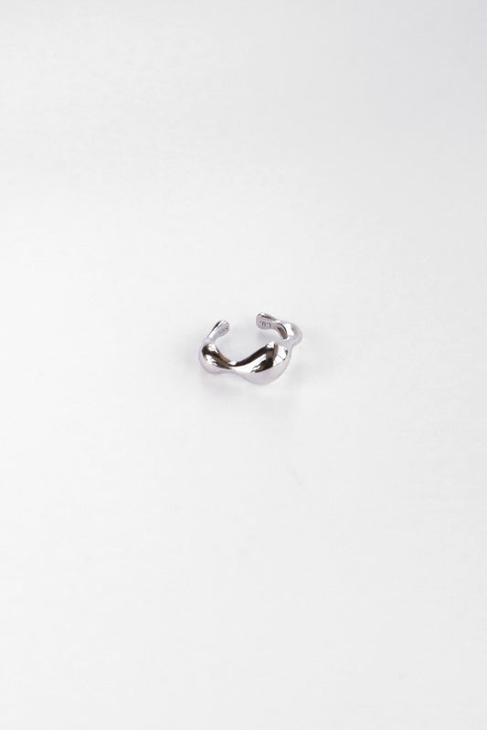 Nico Ear Cuff in polished sterling silver with organic sculpted surface, no piercing needed