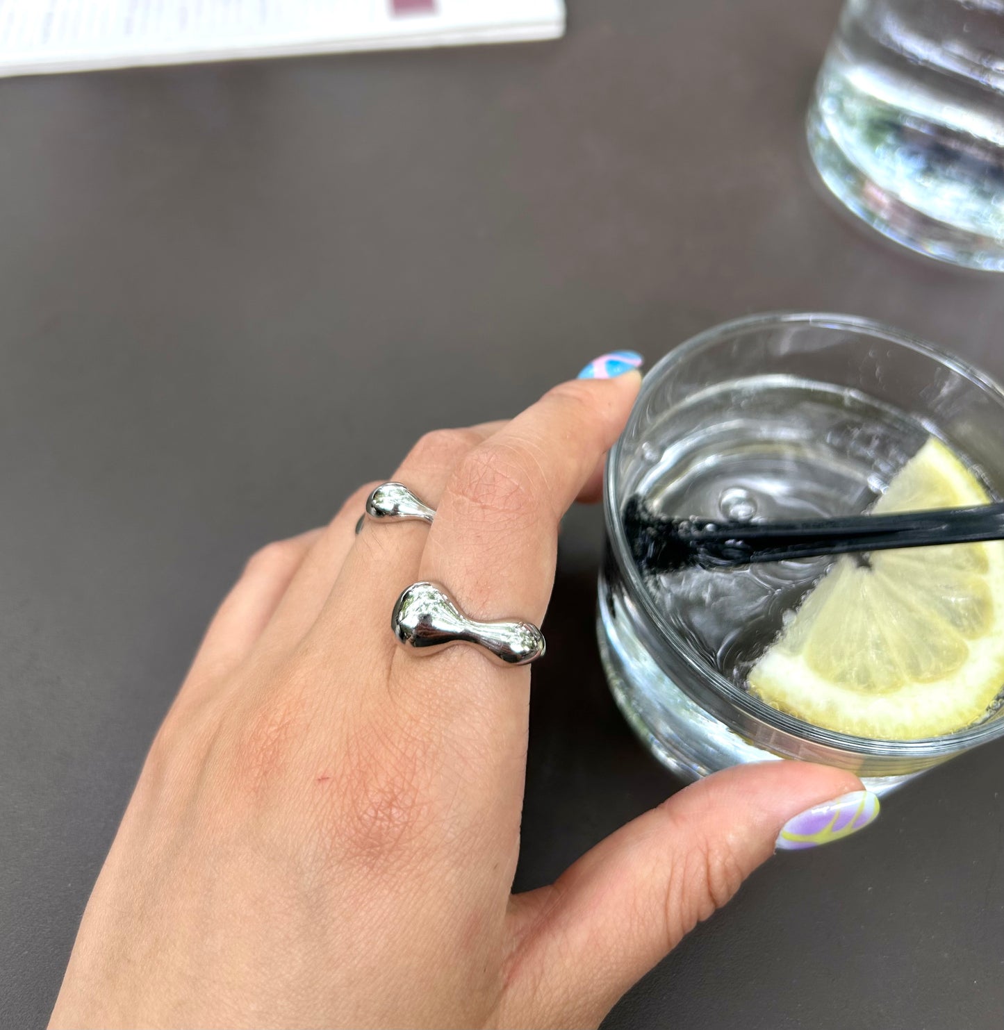 sterling silver organic shape ring chunky model