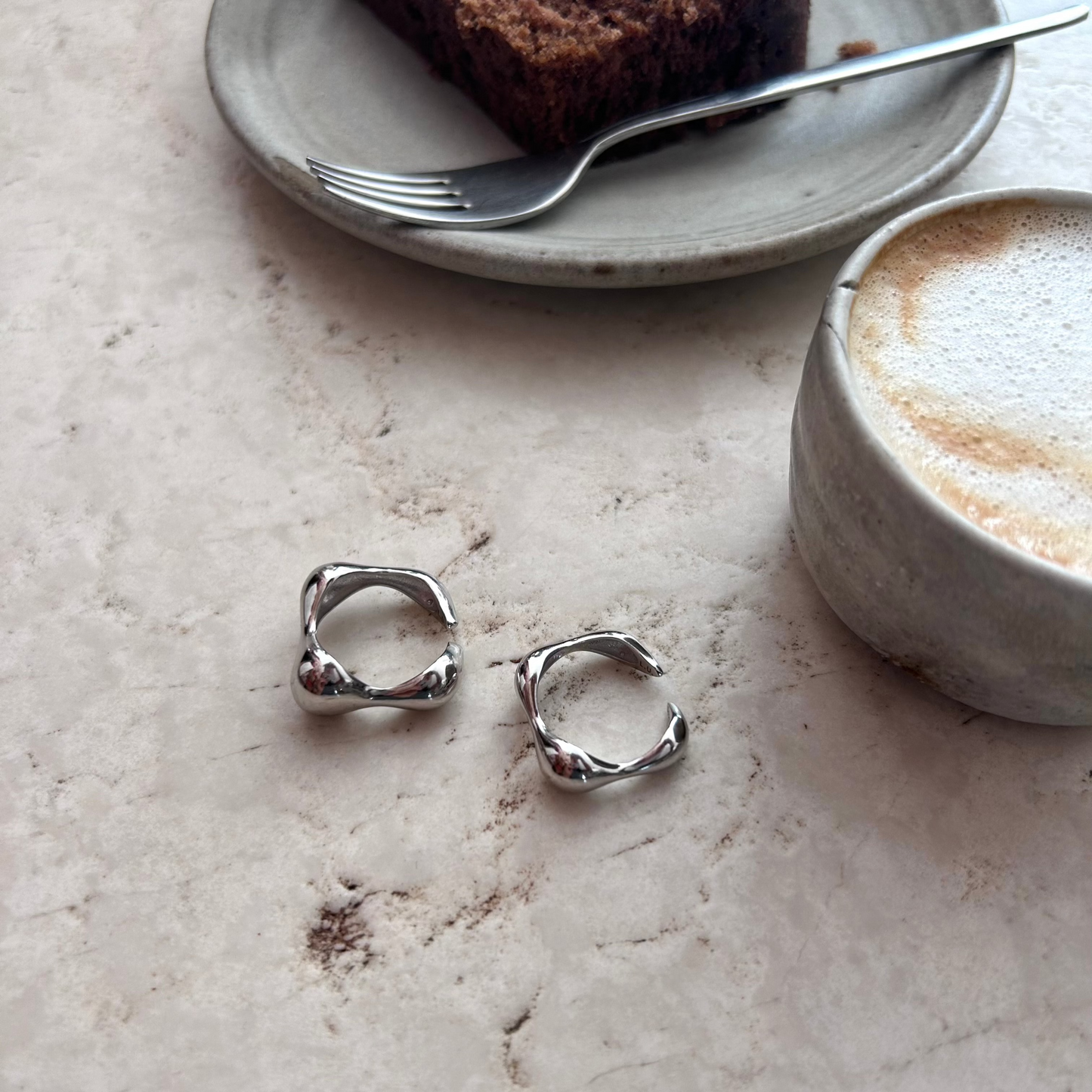 sterling silver organic shape ring chunky model