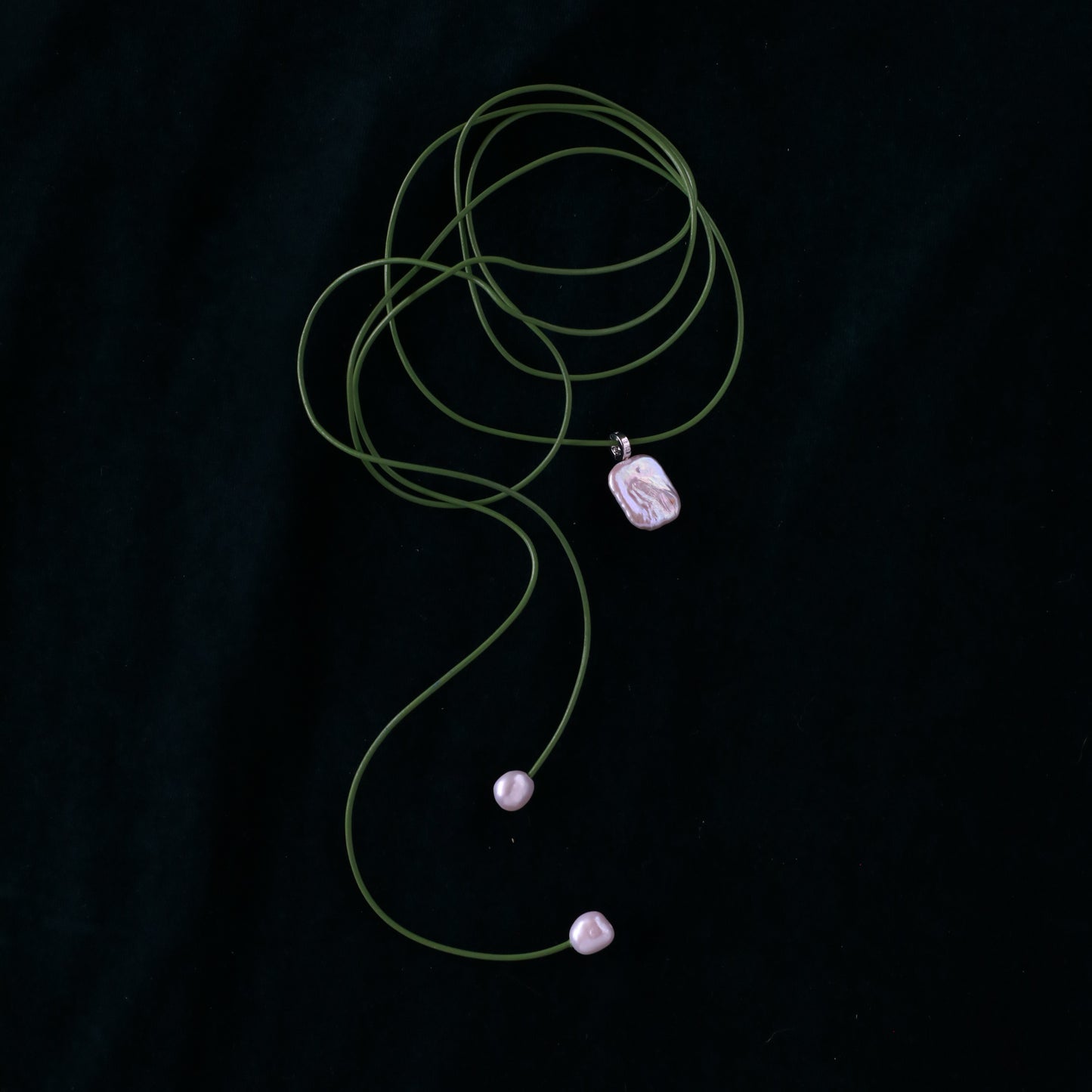 Tina Super Long Leather Necklace With Natural Pearl Pendants