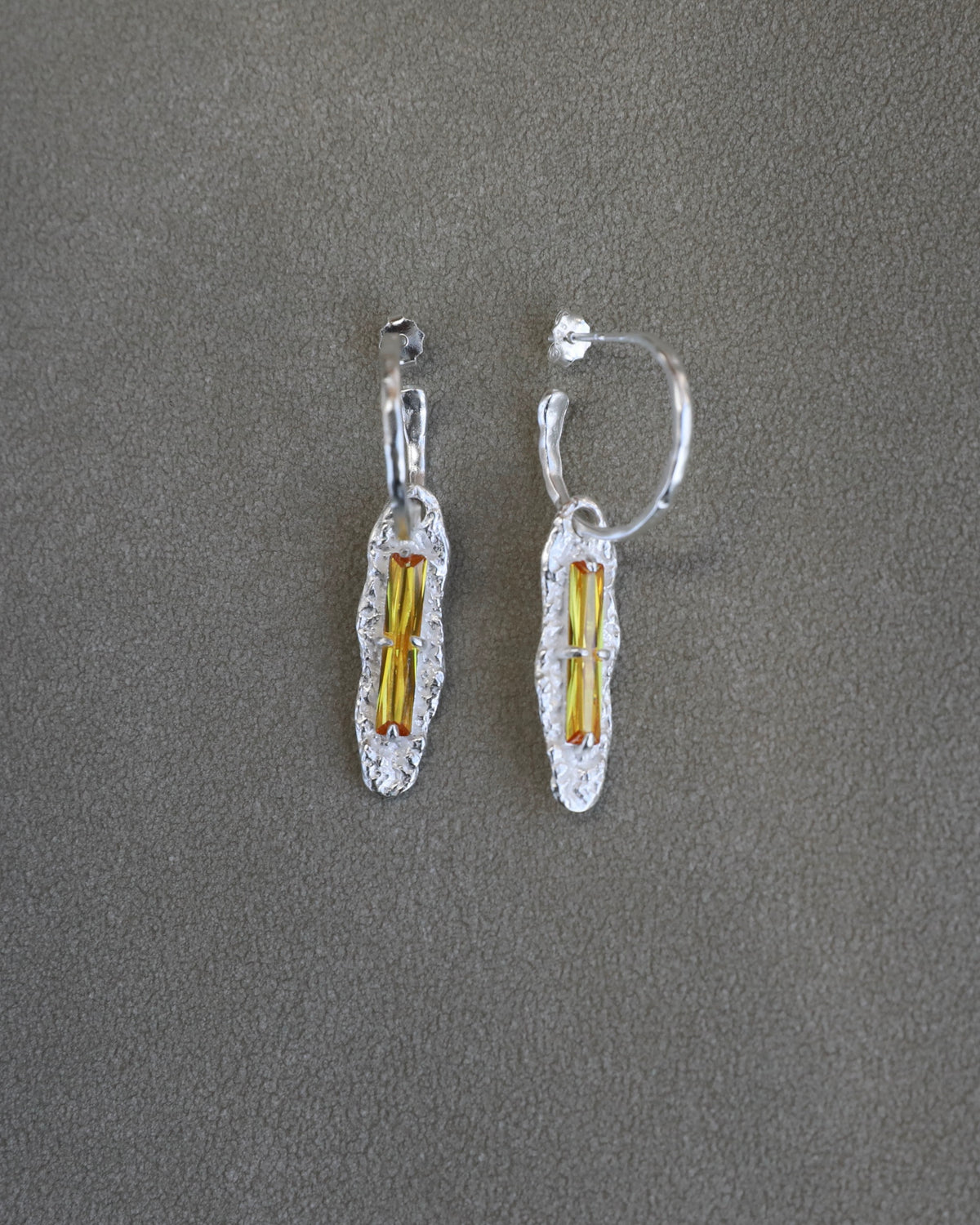 Nadia Vintage Yellow Citrine CZ Silver Long Drop Earrings
