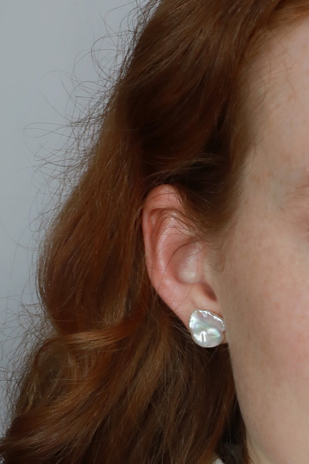 white real natural freshwater baroque pearl stud earring sterling silver silver pushback closure minimalist classic bride wedding model