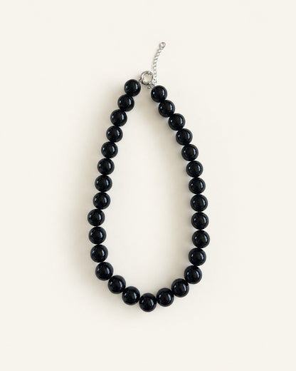 Sora Natural Black Onyx Beaded Necklace | Nordic Design