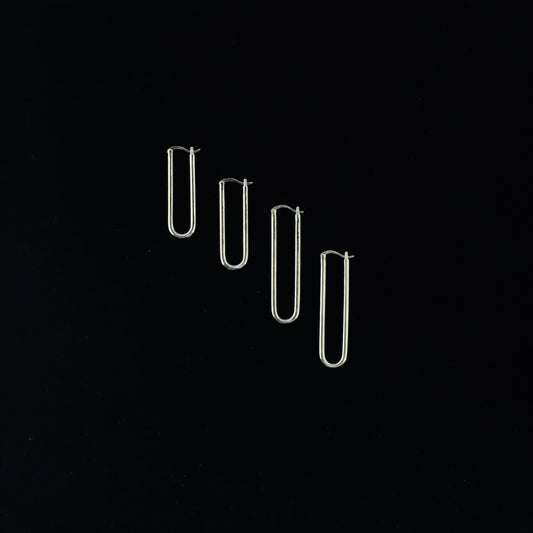 Minimalistic Silver Long Square Hoop Product Image