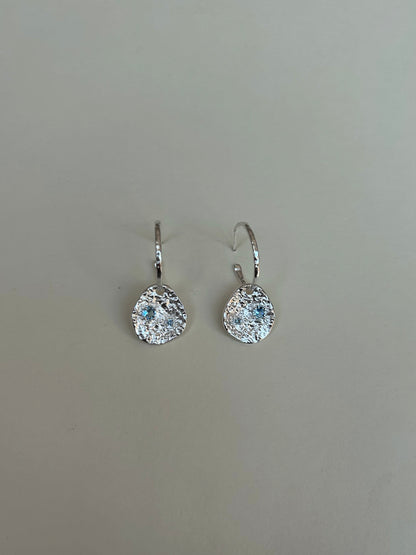 Lyra Silver Coin Hoop Drop Earring