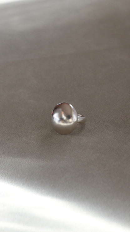 Sculptural silver dome ring with high-shine finish for everyday wear
