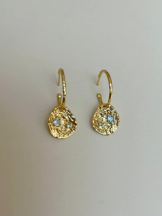 Lyra Silver Coin Hoop Drop Earring