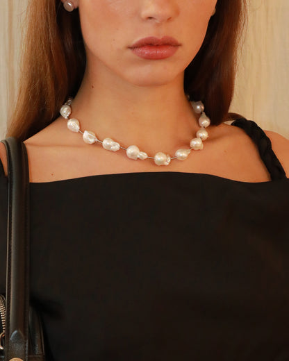 Nayeli Modern Freshwater Pearl Stainless Steel Necklace