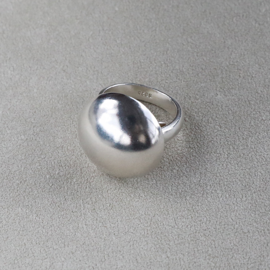 Sculptural silver dome ring with high-shine finish for everyday wear