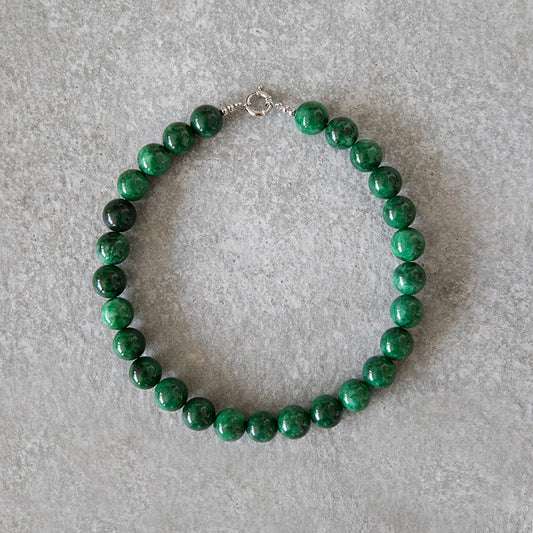 Lidia 14mm Green Chalcedony Necklace Handcrafted Beaded Choker