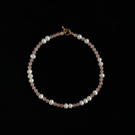 Natural Freshwater Pearl Rose Quartz Pink Pearl Necklace Handcrafted Natural Pearl Necklace Product Details