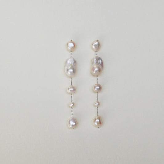 Natural Baroque Pearl Shoulder Duster Long Earrings for wedding bridal product