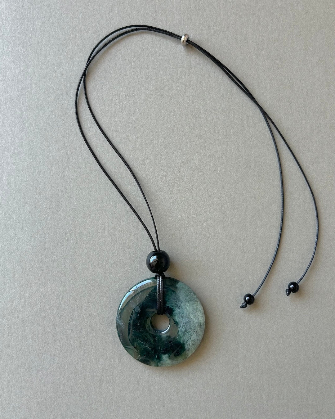Rina Natural Moss Agate Pendant Super Long Necklace