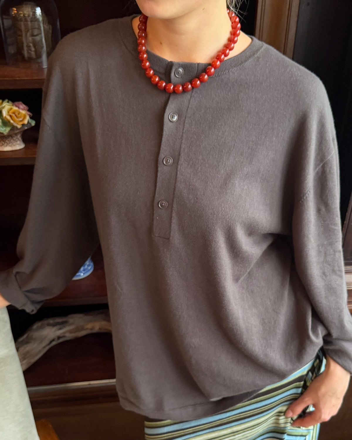 RedAgateBeadedNecklaceSimpleNordicDesignUGC3