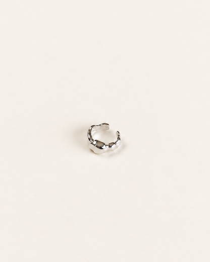 High-polished organic textured earcuff in silver plated brass