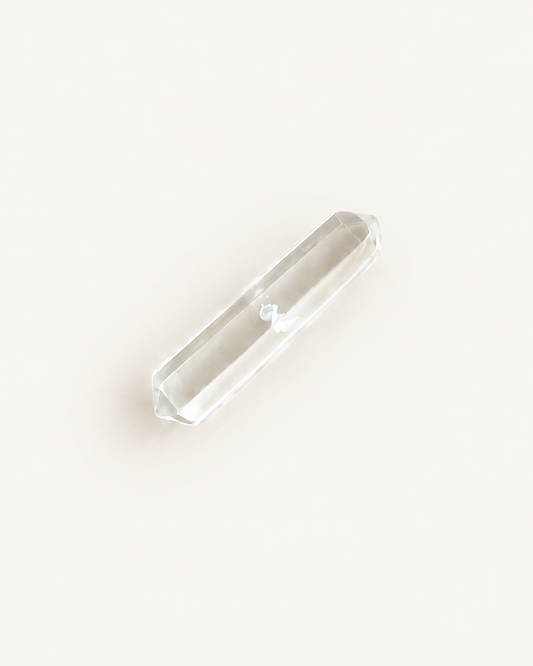 necklace-polished-point.jpg	Hand-polished transparent clear quartz point with no visible inclusions