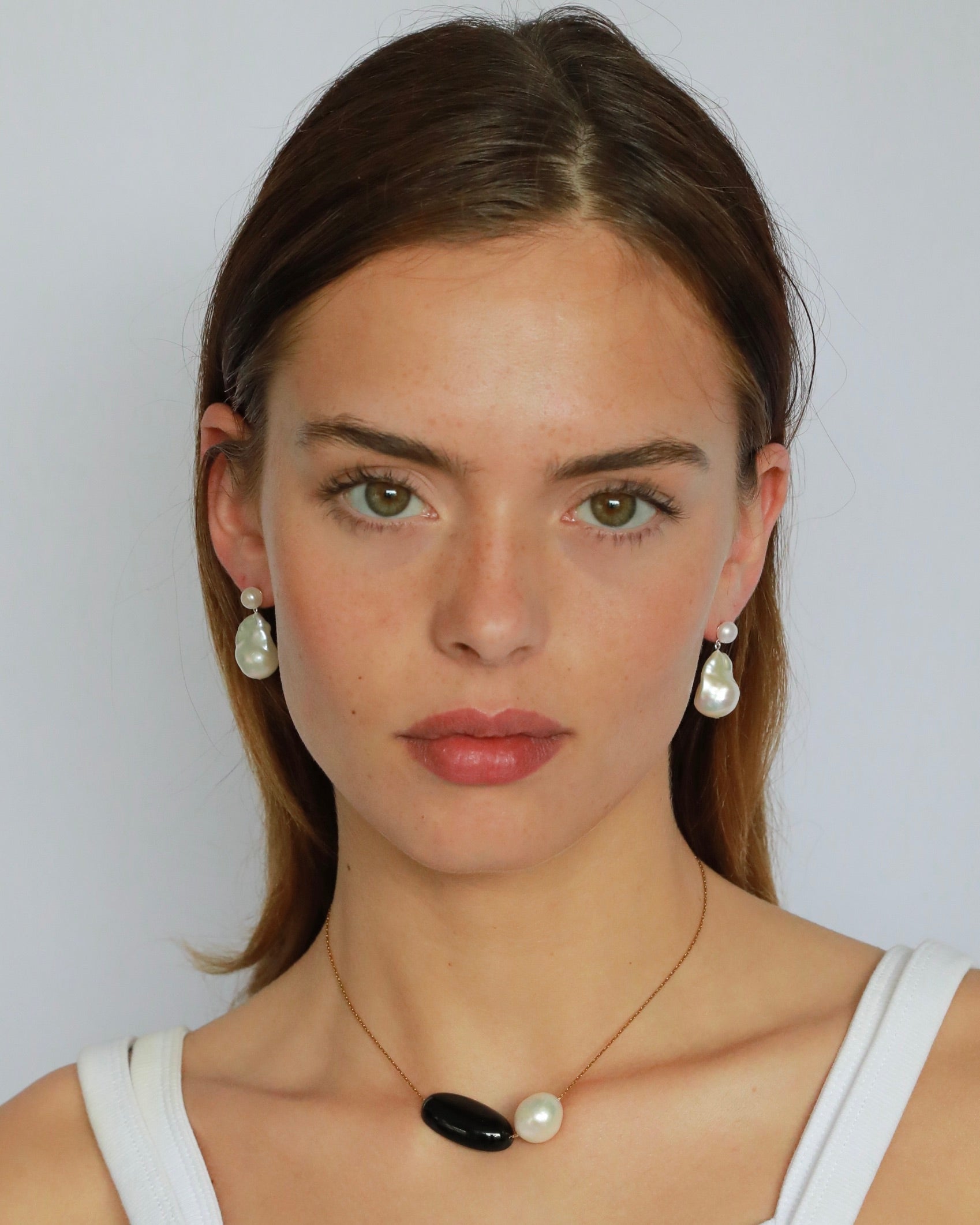 Freshwater baroque pearl bridal earrings with silver plated details and elegant wedding pearl design