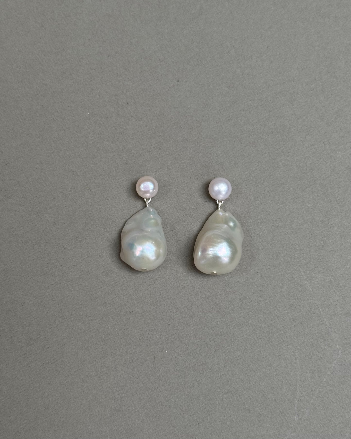 Freshwater baroque pearl bridal earrings with silver plated details and elegant wedding pearl design