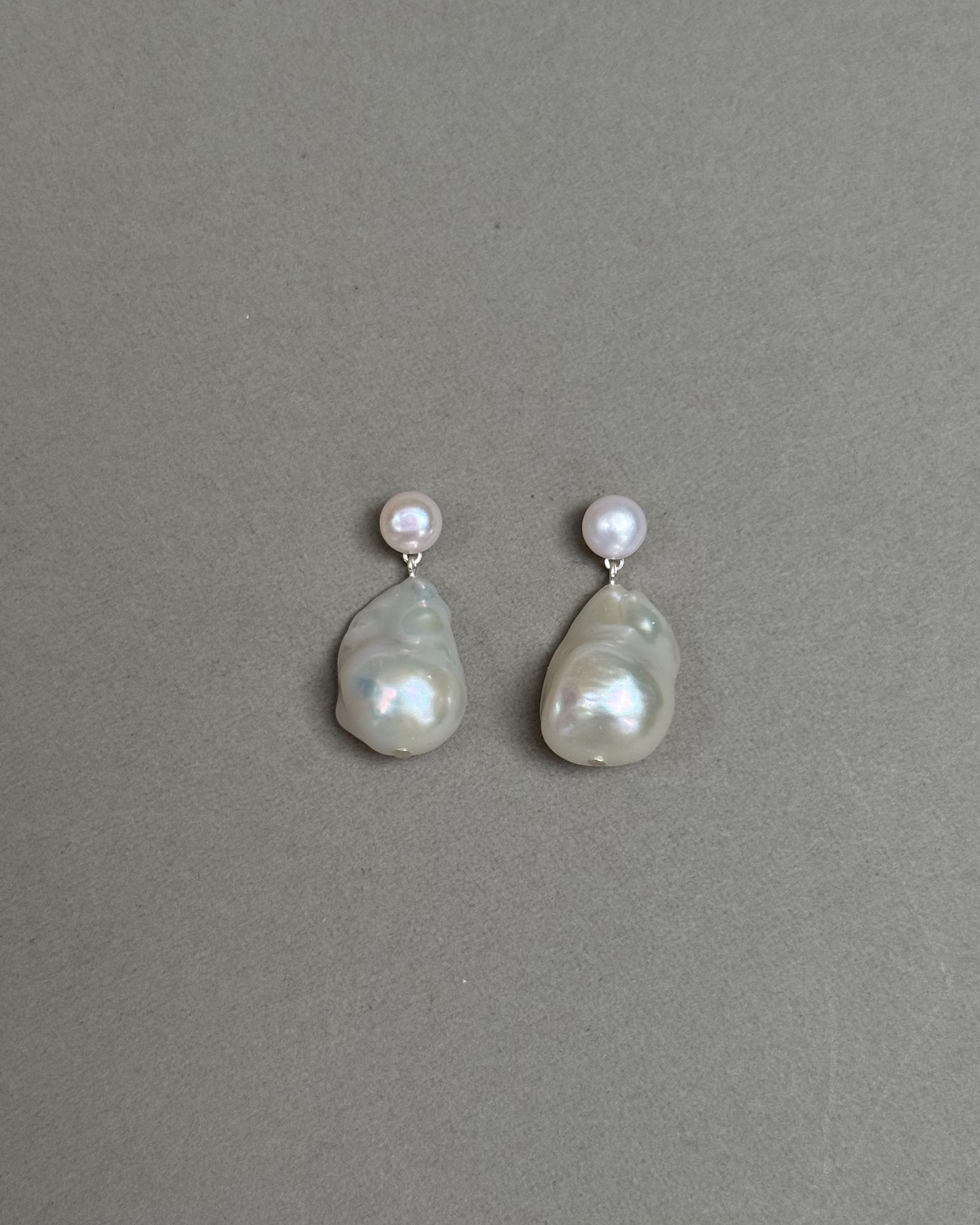 Freshwater baroque pearl bridal earrings with silver plated details and elegant wedding pearl design