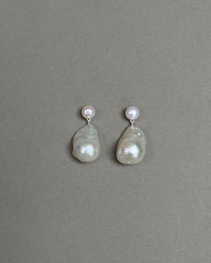 Freshwater baroque pearl bridal earrings with silver plated details and elegant wedding pearl design