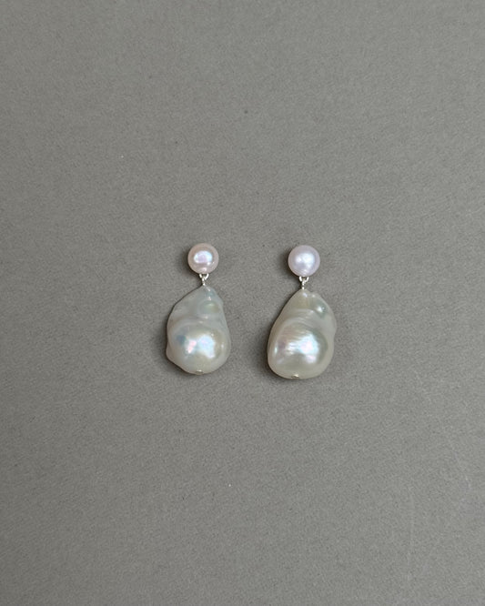 Freshwater baroque pearl bridal earrings with silver plated details and elegant wedding pearl design