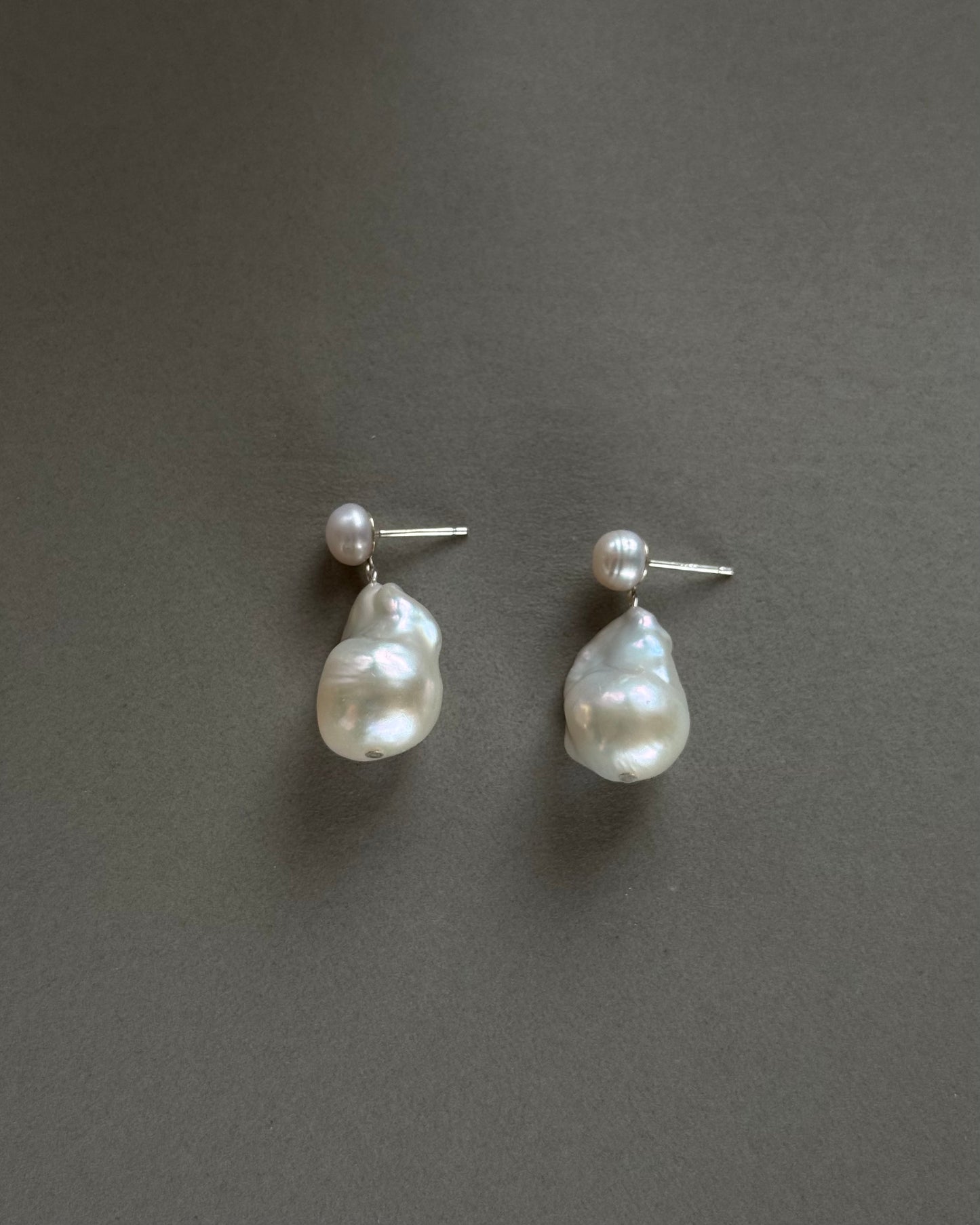Sade Freshwater Baroque Pearl Bridal Earrings Silver Wedding Pearl Earrings