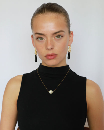 Freshwater baroque pearl adjustable necklace choker on stainless steel chain in silver color