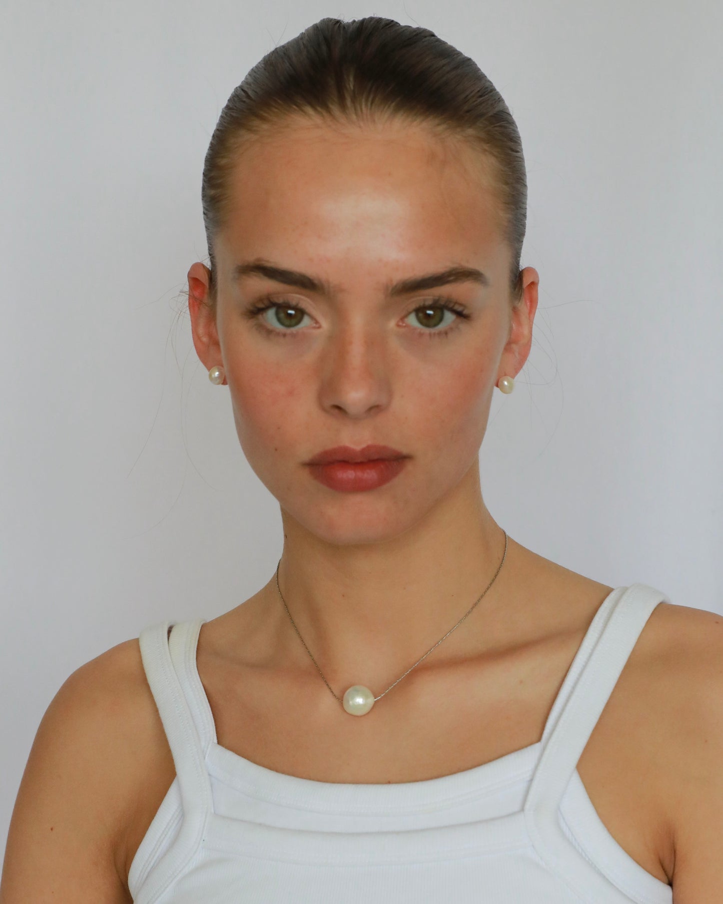 Freshwater baroque pearl adjustable necklace choker on stainless steel chain in silver color