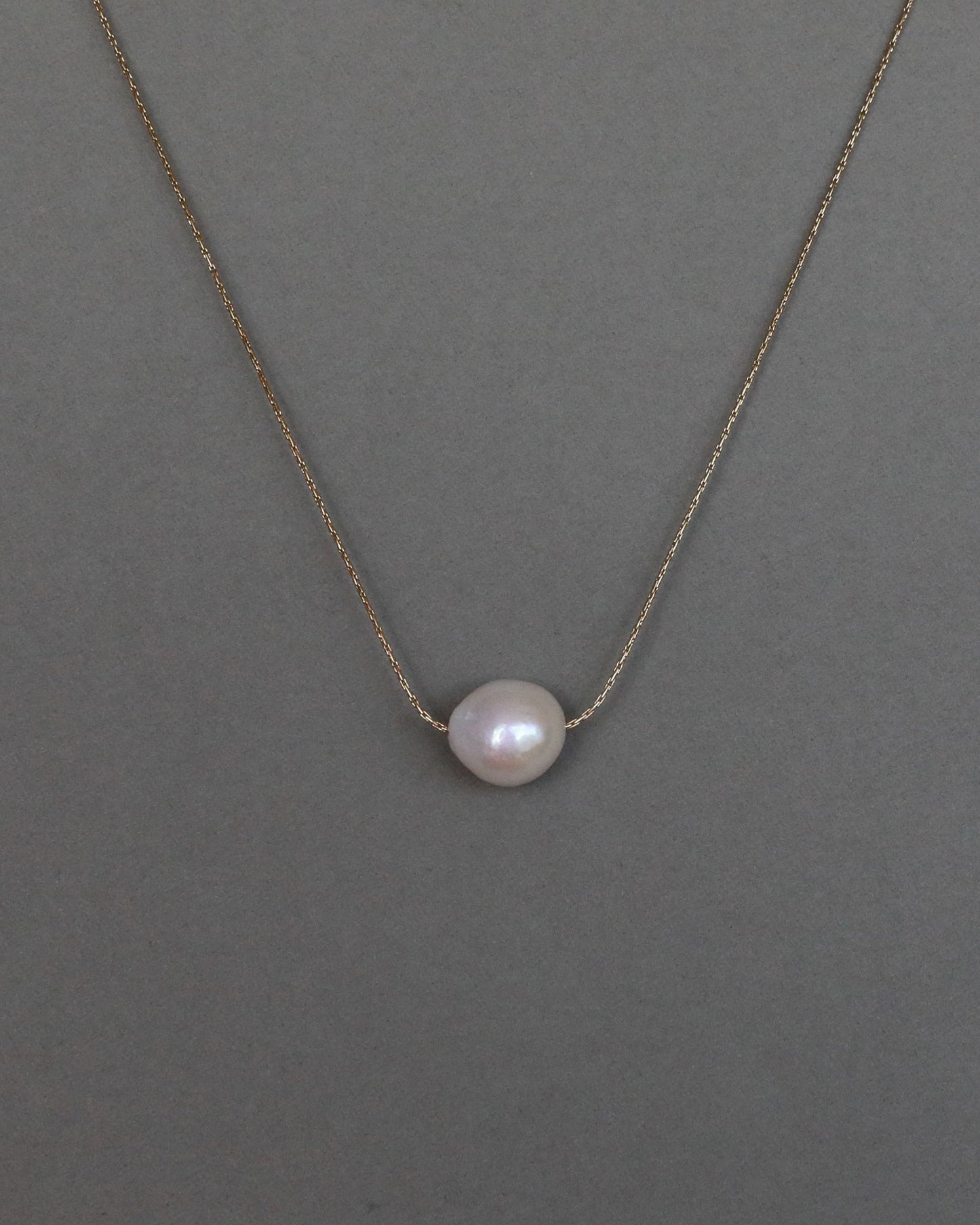 Freshwater baroque pearl adjustable necklace choker on stainless steel chain in silver color