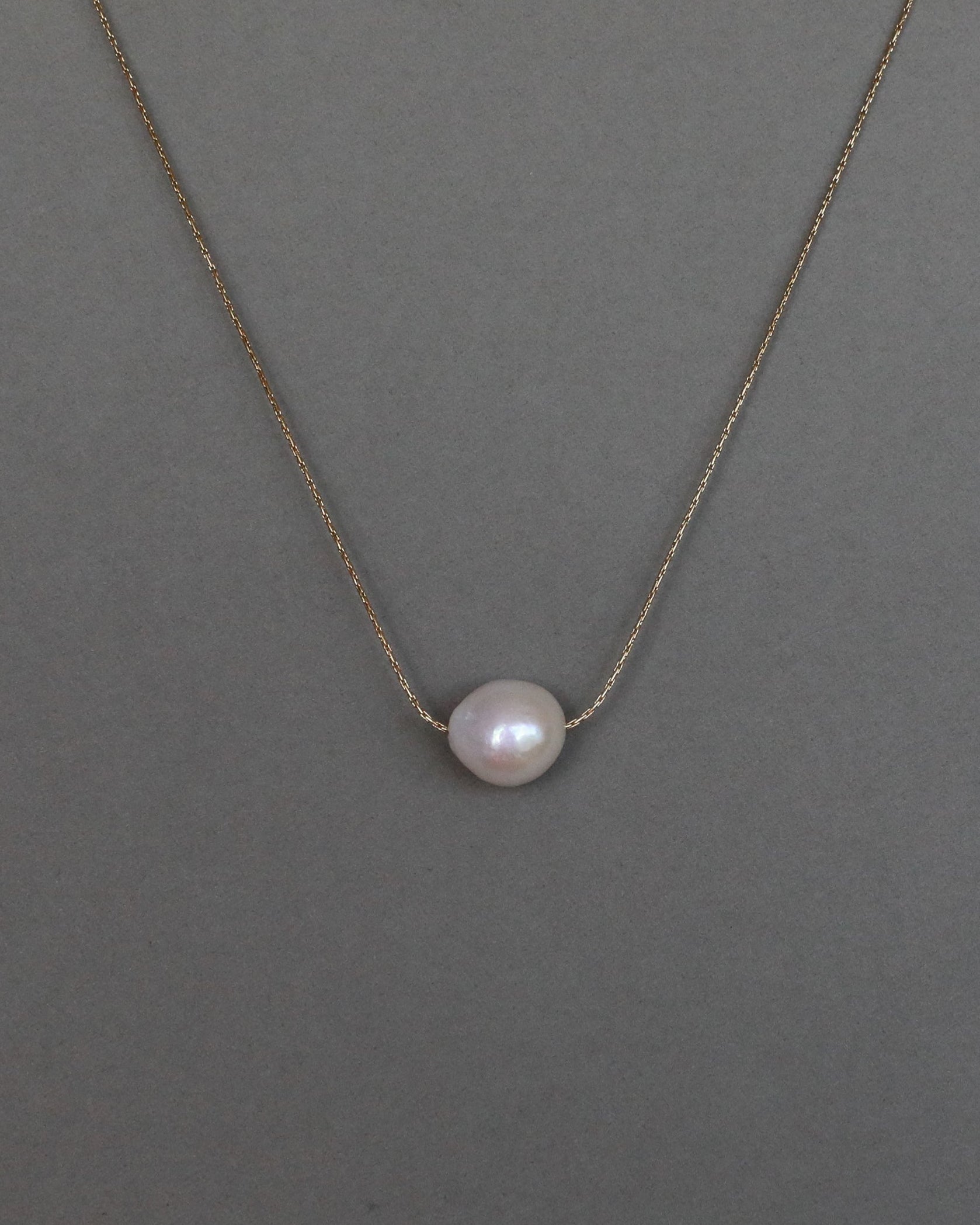 Freshwater baroque pearl adjustable necklace choker on stainless steel chain in silver color