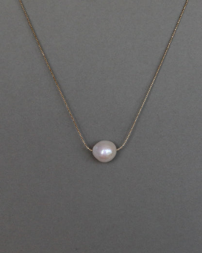 Freshwater baroque pearl adjustable necklace choker on stainless steel chain in silver color