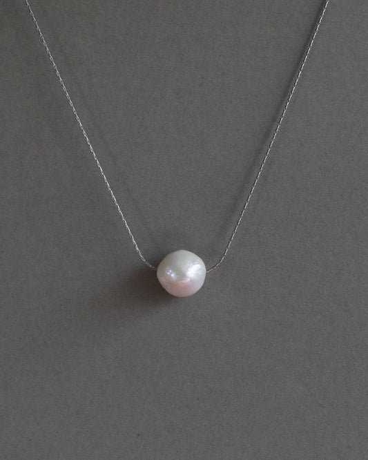 Freshwater baroque pearl adjustable necklace choker on stainless steel chain in silver color