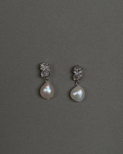 Lune Freshwater Pearl Bridal Earrings 14K Plated Gold & Silver Wedding Pearl Earrings